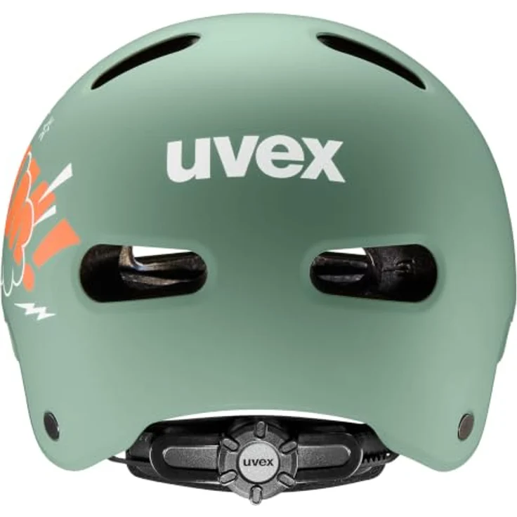 Uvex kid 4 style bam, Fahrradhelm für Kinder mit passiver Belüftung, Größenverstellbar, moss green-papaya matt, 55-58 cm – Bild 3
