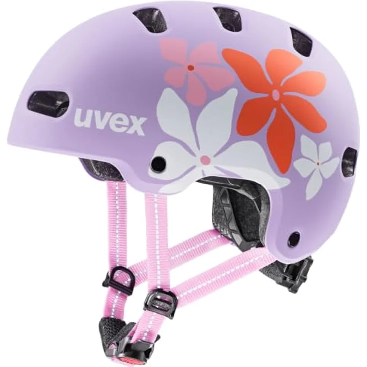 Uvex kid 4 style Kinderhelm, flower lilac matt, 55-58 cm, ABS-Hartschale, EPS, mit Weitenanpassung und Belüftungssystem – Bild 1