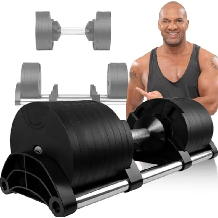 Miweba Sports Hantel VH200 | 𝐏𝐫𝐨𝐟𝐢 Hanteln - Verstellbare Kurzhantel - Kurzhantel Set - Kurzhanteln - Stahl Hantelscheiben - Ergonomischer Griff - Kurzhantelset - Dumbbell (VH200 Hante 28.0 Kg)