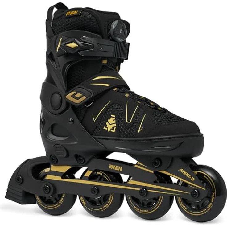 RAVEN Pulse Inline Skates PRO Gold, 2in1 Inliner und Schlittschuhe verstellbar, PU-Rollen 76 mm, Größe 40-43 (25,5-28 cm) – Bild 3