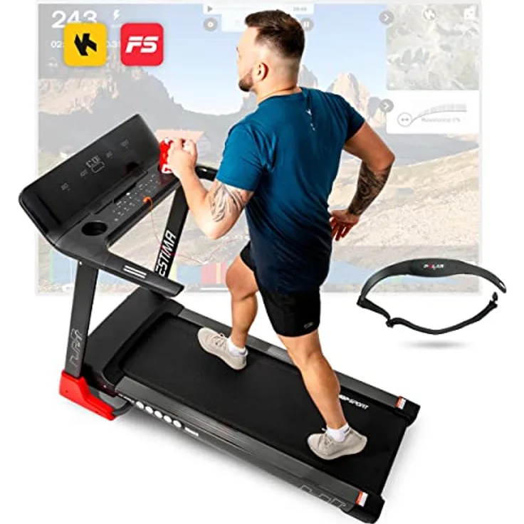 Hop-Sport HS-3200LB Estima - Laufband für zuhause bis 150 kg - Laufband klappbar mit LCD-Display, App-Steuerung, 15 Programmen und max. Geschwindigkeit 20km/h