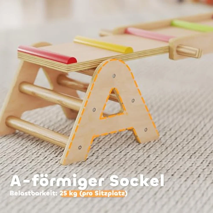 AIYAPLAY 2 In 1 Balance Wippe, Schwebebalken aus Holz, stabile Kinderwippe für drinnen und draußen, fördert Gleichgewicht und Koordination, 133 x 38 x 24 cm – Bild 5