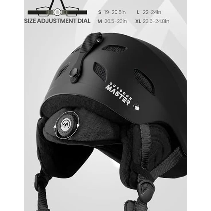 OutdoorMaster Kelvin Skihelm – Snowboardhelm für Herren, Damen & Jugendliche, L, Schwarz, mit verstärkter ABS-Schale, EPS-Kern und 14 Belüftungsöffnungen – Bild 3