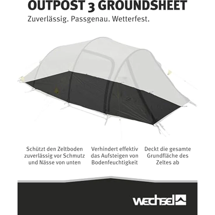Wechsel Groundsheet Outpost 3, wasserdichte Zelt-Unterlage in Schwarz mit 7000mm Wassersäule aus 75D Polyester, leicht und kompakt für maximalen Schutz vor Nässe und Schmutz – Bild 2