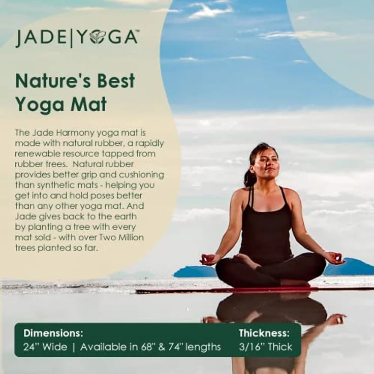JadeYoga Harmony rutschfeste Naturkautschuk Yogamatte (5mm, 173cm) in Grün – Bild 4