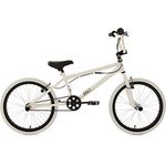 KS Cycling BMX-Rad Fatt, 20 Zoll, 1 Gang, schwarz-weißer Rahmen mit weißen Reifen, 360°-Rotor, inklusive 4 Stahlpegs