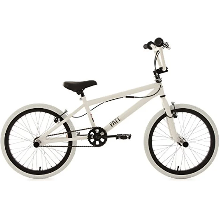 KS Cycling BMX-Rad Fatt, 20 Zoll, 1 Gang, schwarz-weißer Rahmen mit weißen Reifen, 360°-Rotor, inklusive 4 Stahlpegs – Bild 1
