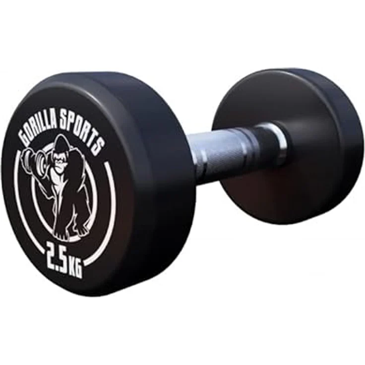 GORILLA SPORTS® Kurzhanteln - Einzeln / 2er Set, von 2,5 bis 40 kg Gewichte, Gummi, Gusseisen Kern, rutschfeste, gerändelte Griffe, Schwarz - Rundhanteln, Hantelset, Kurzhantelset, Dumbbells – Bild 3