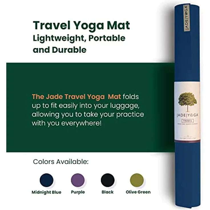 Jade Travel Yoga Mat 1/8" x 68" (3mm x 61cm x 173cm) - Midnight Blue – Bild 2