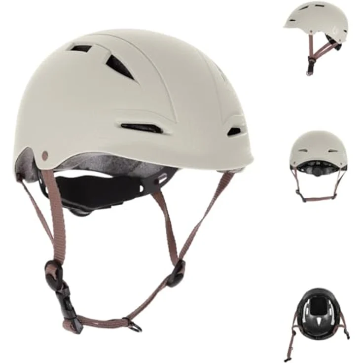 Kikkaboo Kinder-Schutzhelm 46 - 56 cm mit 9 großen Öffnungen verstellbare Gurte beige, Kinderfahrradhelm mit optimaler Luftzirkulation – Bild 3