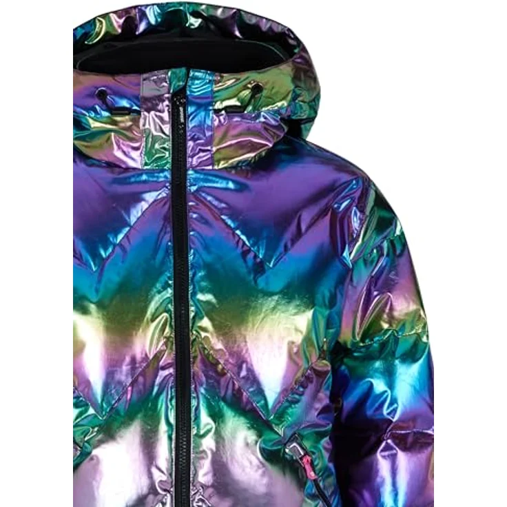 PROTEST PRTSELINA JR Skijacke für Jungen, 152 cm, metallic Regenbogenfarben, thermoisolierend, mit Kapuze und Schneefang, elastische Innenmanschetten – Bild 3