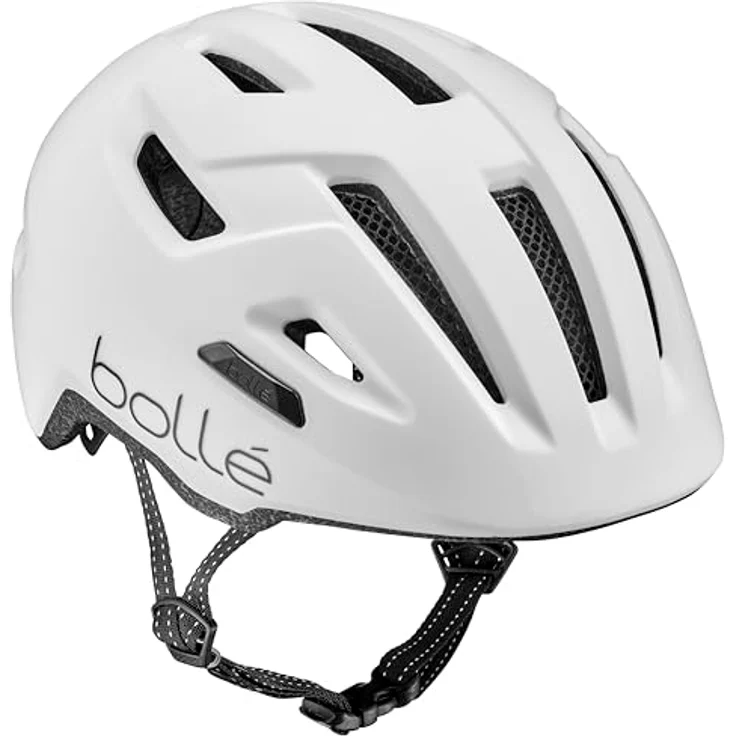 Bolle Stance Pure White Matte S, Fahrradhelm mit Click-to-Fit-System, reflektierenden Aufklebern und Insektenschutznetz, weiß – Bild 4