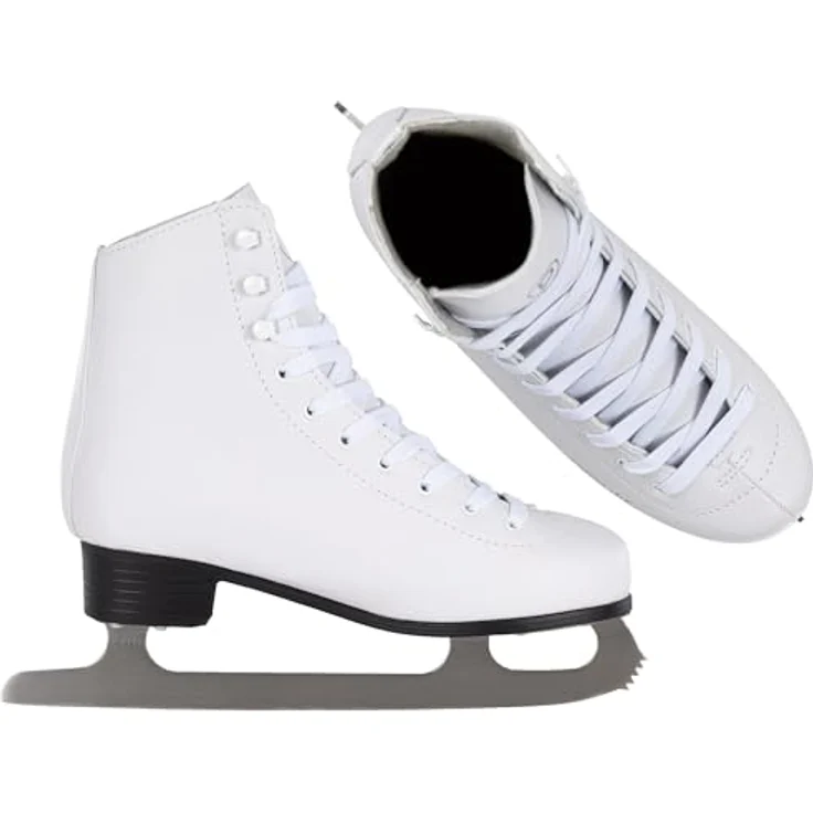 Powerslide Classic White Schlittschuhe, Damen Schlittschuhe in klassischem Weiß, kälteisolierendes Synthetik-Leder, Rostfreiem Carbon Steel, Größe 38 – Bild 5