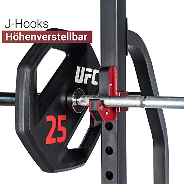Fuel Fitness Half Cage HR400 Verstellbarer Kniebeugeständer mit Sicherheitsablagen und Hantelscheibenständer, Squat Rack, Kniebeugeständer mit Klimmzugstange, belastbar bis 272kg – Bild 4