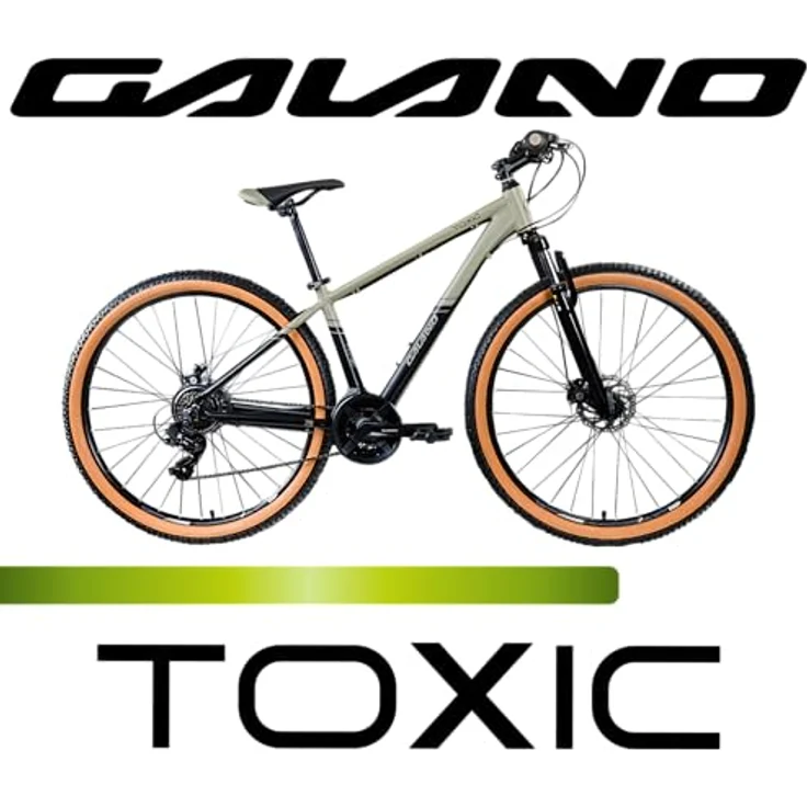 Galano Toxic Mountainbike Hardtail 29 Zoll, 21 Gang, Federgabel, Scheibenbremsen, schwarz/beige, 40 cm – Bild 2