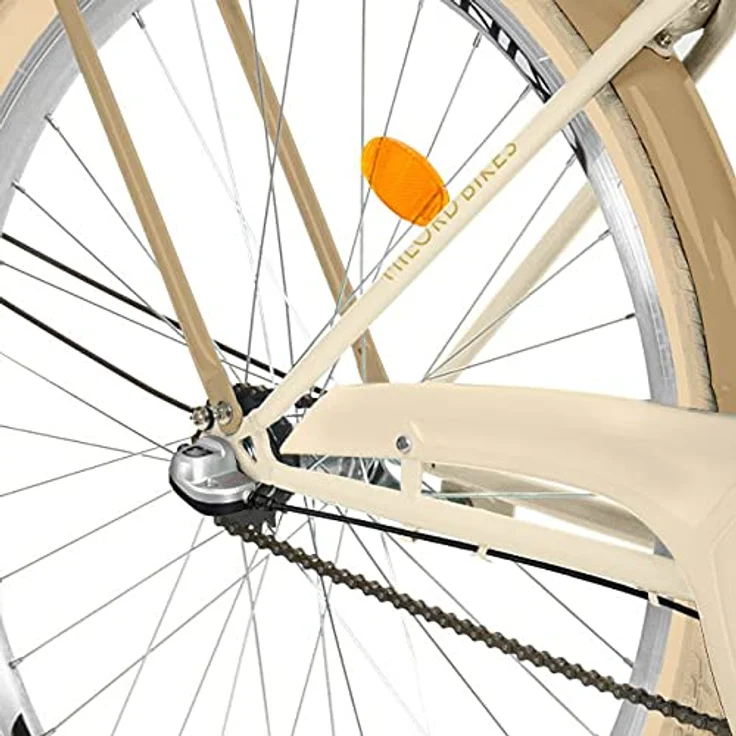 Milord Komfort Fahrrad Mit Weidenkorb Damenfahrrad, 28 Zoll, Beige-Braun, 1 Gang, Cityrad mit Aluminiumfelgen – Bild 5