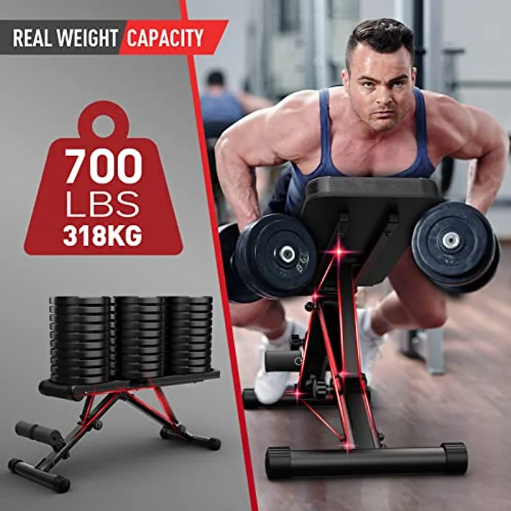 JOROTO Verstellbare Hantelbank Klappbare Bauch Folding Flach Einstellbar Trainingsbank mit 318 kg Belastung für Zuhause, Bankdrücken Bank mit Ein-Knopf-Faltdesign (Modell:MD35) – Bild 2