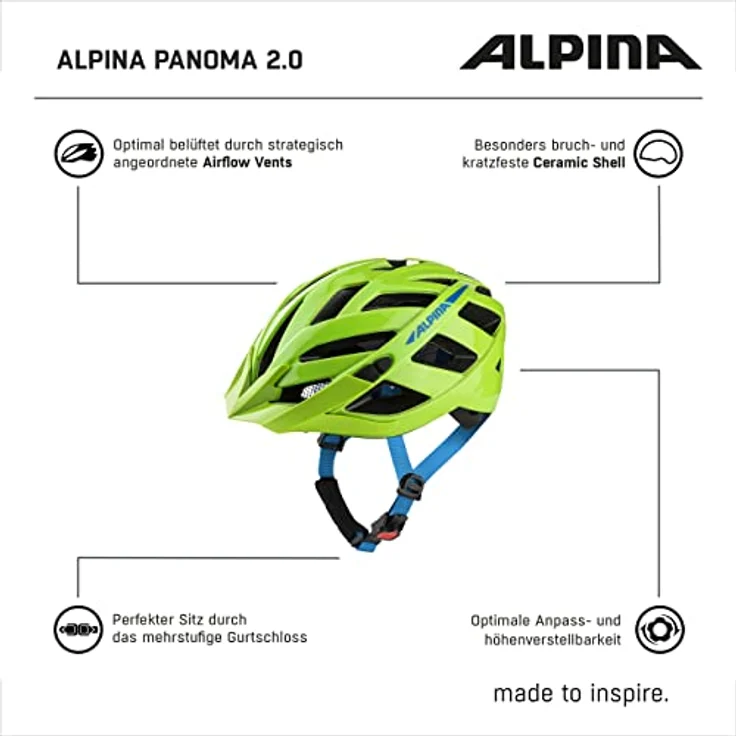 Alpina Fahrradhelm PANOMA 2. 0 56-59 cm, green blue gloss – Bild 7