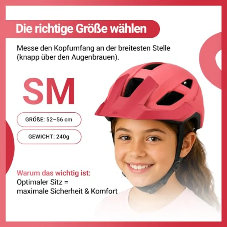 KED Embrace Jr Fahrradhelm – Jugendhelm mit integriertem Visier, Leichtbau und guter Ventilation, Farbe: Coral Matt, Größe: 52-56 (SM) – Bild 8