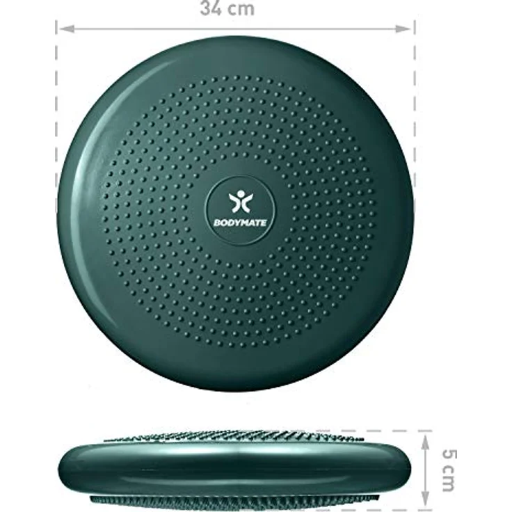 BODYMATE Ballsitzkissen inkl. Pumpe Midnight-Green 34cm Durchmesser - Balance-Kissen, Luftkissen, Balance Pad, Noppenkissen - Core-, Fitness-, Reha-, Koordinations- und Rückentraining – Bild 5