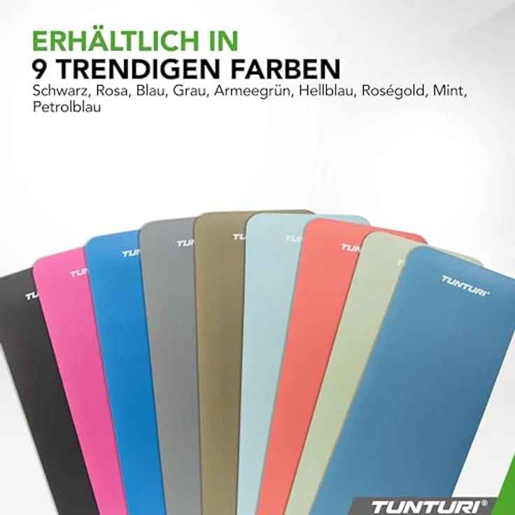 Tunturi NBR-Fitnessmatte, 15 mm, 180 cm x 60 cm, pflegeleicht, inklusive Tragetasche – Bild 2