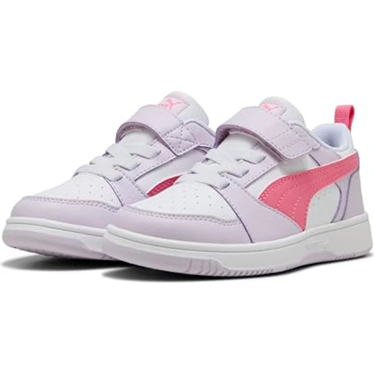 PUMA Rebound V6 Lo AC+ Klettschuh, Weiß, aus 20% recycelten Materialien, knöchelstützend, Gr. 35 – Bild 1