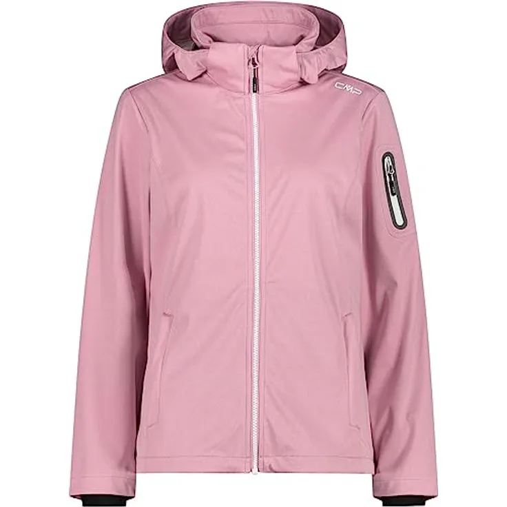 CMP Damen Funktionsjacke 36040-42, leichte Softshelljacke mit abnehmbarer Kapuze, winddicht und wasserdicht, FARD MEL