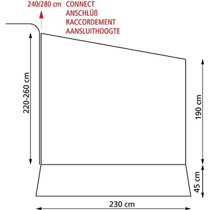 Eurotrail Narvik Canopy Room, Vorzelt für Markisen, mit großen Fenstern und Moskitonetzen, 9.60 kg, Anschlussgröße 240-280 cm – Bild 6