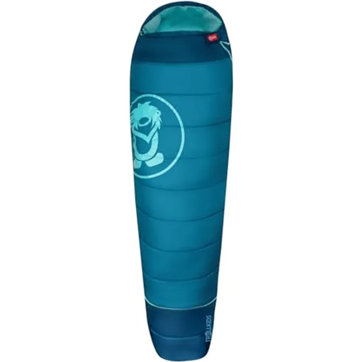 Trollkids Fjell Dreamer Extendable, Mumienschlafsack für Kinder mit Kapuze und Zwei-Wege-Reissverschluss, 170 cm, blau