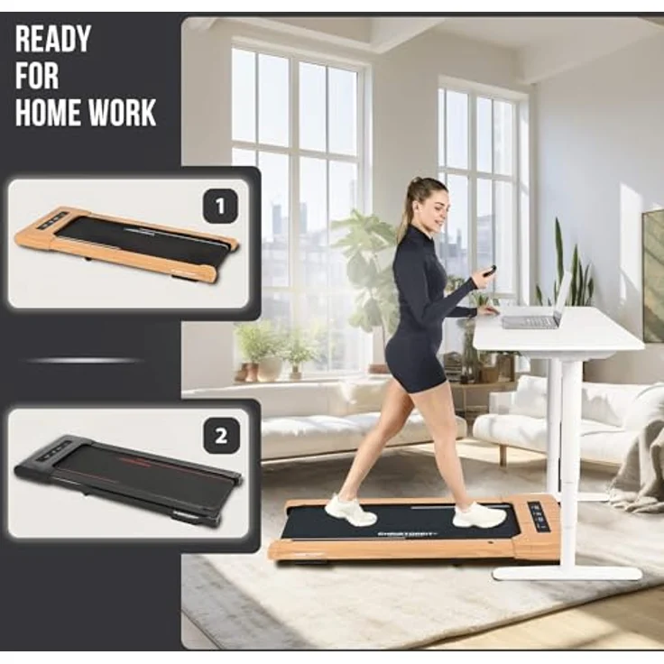 Christopeit Walking Pad 4.2, ultraflaches Laufband (11 cm), bis 6 km/h, 7 Programme, LED-Display, Fernbedienung, Bluetooth, Pulsmessung, kompatibel mit Kinomap/Zwift/Fithome, bis 120 kg, platzsparend – Bild 5