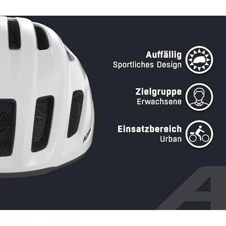 Alpina Paranus Urban, Fahrradhelm mit LED-Rücklicht und großer Belüftung, White Gloss – Bild 3