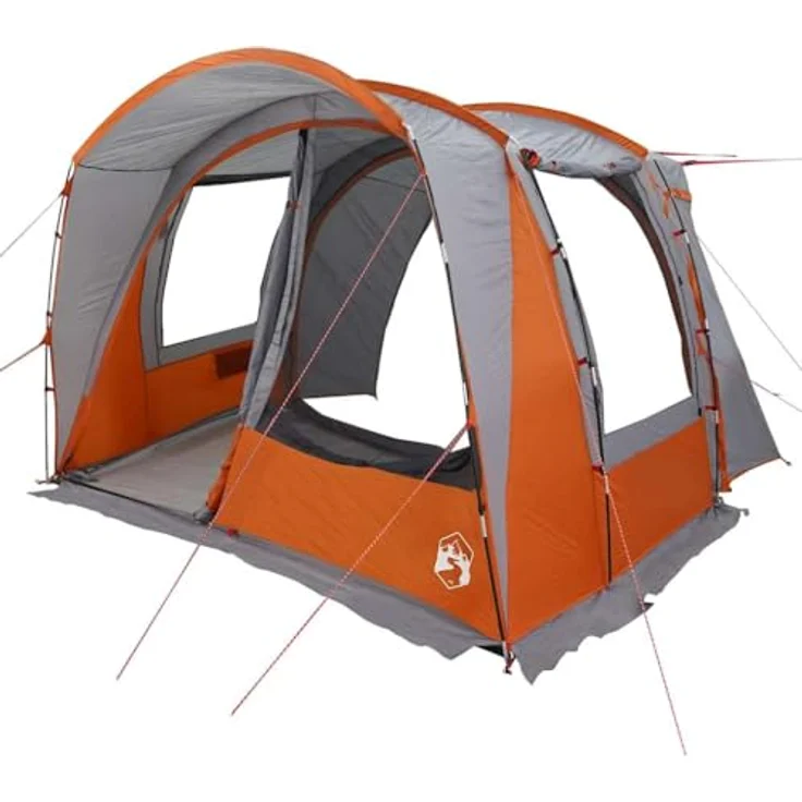 vidaXL Autozelt 4 Personen Grau und Orange, Wasserfestes Campingzelt mit einfachem Zugang und robustem Aufbausystem – Bild 1
