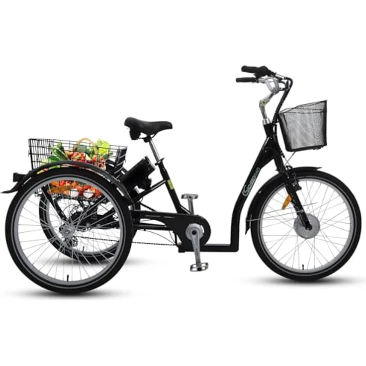 SachsenRad T3A Trio Lastenrad mit Alarmanlage, ElektroDreirad Klapprad, Shimano 7-Gang-Kettenschaltung, blau