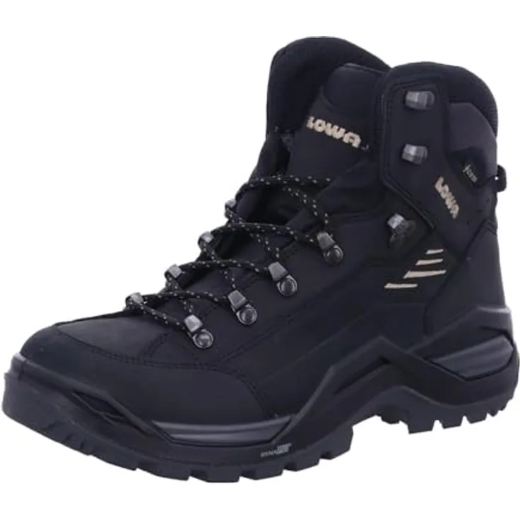 Lowa Renegade Evo GTX Mid, Herren Wanderschuhe, wasserdicht, atmungsaktiv, Vibram-Sohle, Schwarz, Größe 47