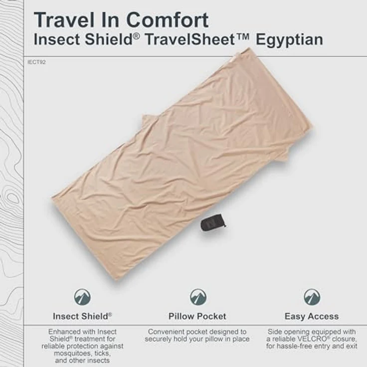 Cocoon Insect Shield TravelSheet, Schlafsack 210 cm aus ägyptischer Baumwolle, mit Insektenschutz und Kissenfach, rechteckig – Bild 2