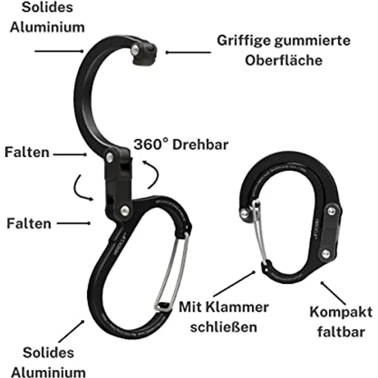 Gear Aid HEROCLIP Karabiner-Ausrüstungsclip und Haken (Mittel) für Camping, Rucksack und Garagenorganisation, Blau - Hält bis zu 60 Pfund, kompaktes Design, vielseitig einsetzbar – Bild 3