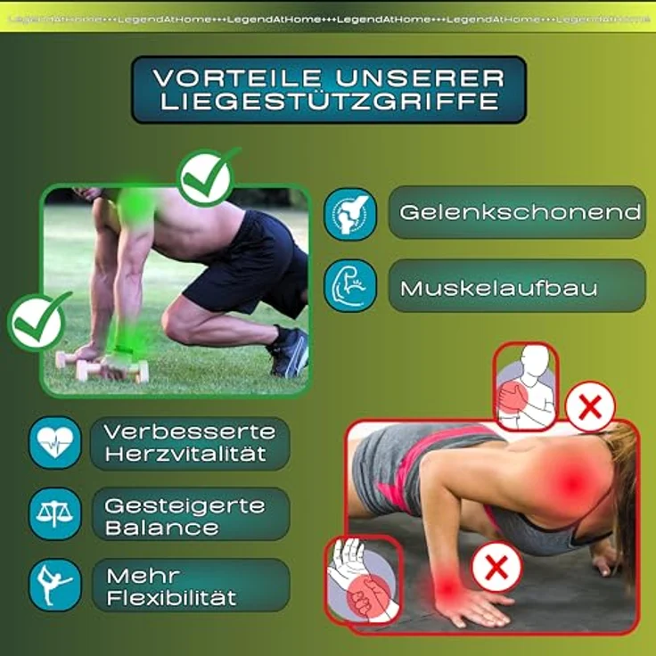 LegendAtHome Liegestützgriffe - Parallettes für extra stabile und gelenkschonende Push Ups - Zuhause oder unterwegs - Dip Barren ideal für Calisthenics - Buchenholz - Telefonhalter inklusive – Bild 3