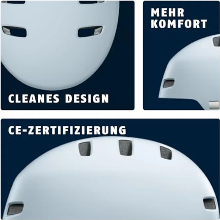ABUS XOXO Fahrradhelm, Cityhelm im Skater-Look für Fahrrad, Skateboard und Scooter, mit optimiertem Kinnpolster, Größe S, Blau – Bild 4
