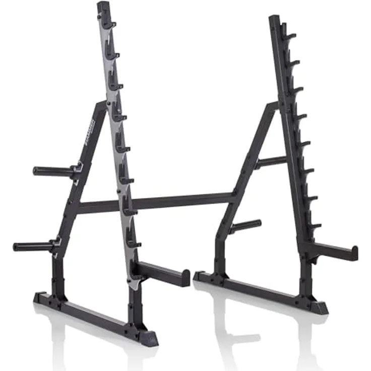 HAMMER Langhantelablage RA80, 250 kg belastbar, 23 verstellbare Spotter, multifunktionales Rack, gummierte Hantelauflagen, 9 Ablagepunkte