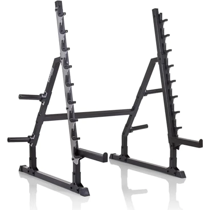 HAMMER Langhantelablage RA80, 250 kg belastbar, 23 verstellbare Spotter, multifunktionales Rack, gummierte Hantelauflagen, 9 Ablagepunkte – Bild 1