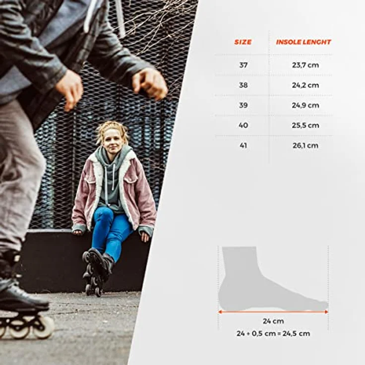 SPOKEY Prime PRO Inline Skates für Erwachsene, max. 100 kg, Alu-Schienen, ABEC-9 Carbon Kugellager, PU Rolle 82A, Ø 80 mm, anatomische Innensohle, Heelock, grau oder schwarz – Bild 2