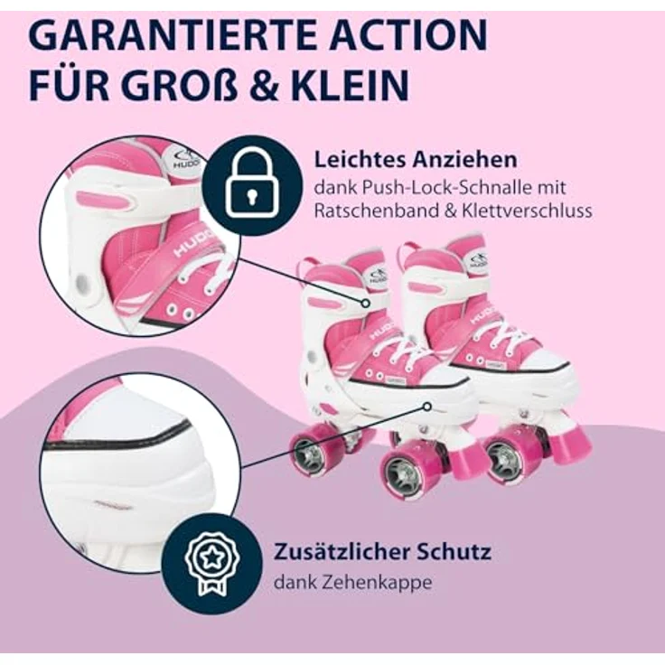 HUDORA Rollschuhe Roller Skate Kinder Rollschuhe, pink, 36-39 – Bild 6