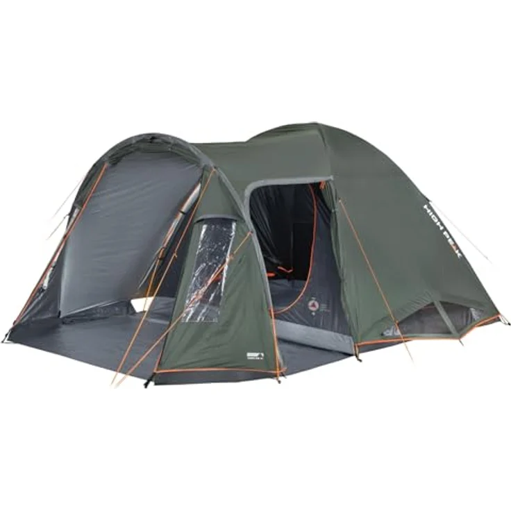 High Peak Kuppelzelt Tessin 4 Personen, Familienzelt mit UV 80 Alu-Beschichtung, 2 Eingängen, Vorraum und Wassersäule 3000 mm – Bild 1