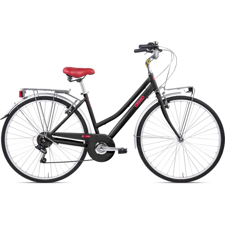 VENICE Letoule LaFolie City Bike 28 Zoll, 6-Gang Alloy Lady, Schwarz mit Shimano-Schaltung und Schutzblechen