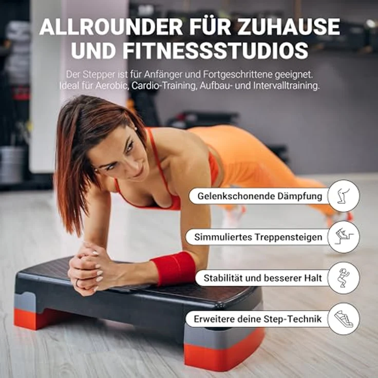 MSPORTS Steppbrett Home inkl. Übungsposter + Workout App GRATIS | 2 - Fach höhenverstellbar Studio Stepper (Schwarz) - Preisvergleich – Bild 5