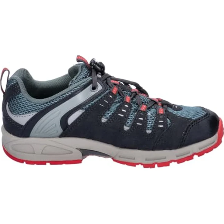 Meindl Outdoorschuh, Wanderschuh aus Velour und Mesh, Farbe asphalt | red – Bild 8
