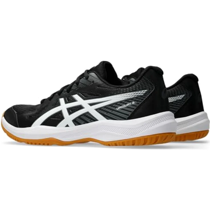 Asics Upcourt 6 Herren Hallenschuhe, Schwarz, Größe 8, mit Lederimitat-Obermaterial und atmungsaktiven Mesh-Einsätzen – Bild 2