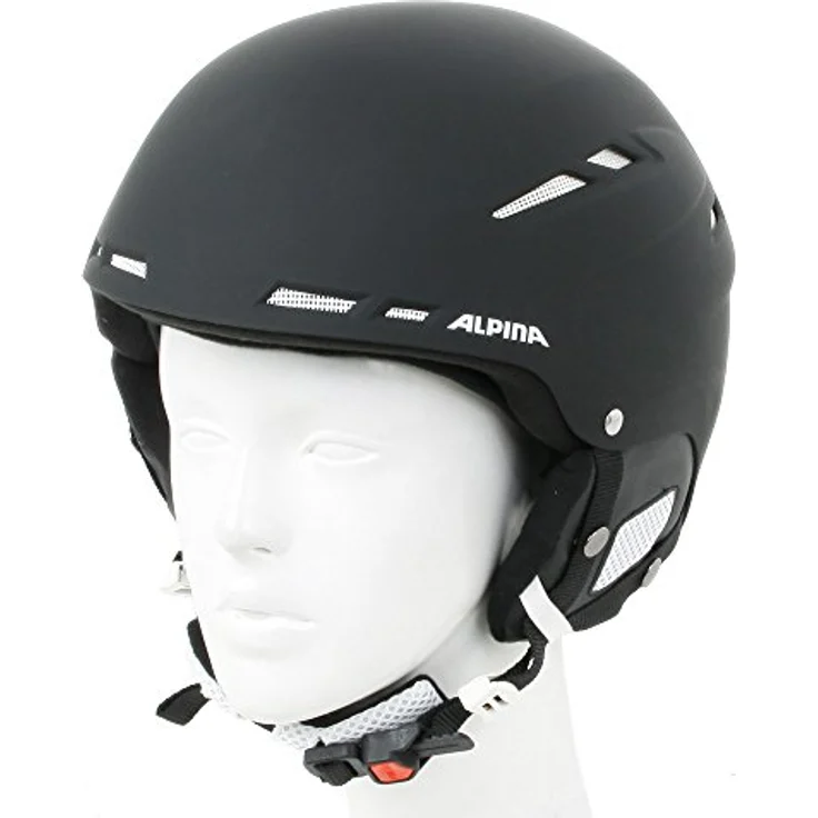ALPINA SPORTS Biom In-Mold Skihelm, matt schwarz, für Kopfumfänge 54 - 58 cm, S, leicht und robust mit abnehmbaren Ohrenschützern – Bild 1