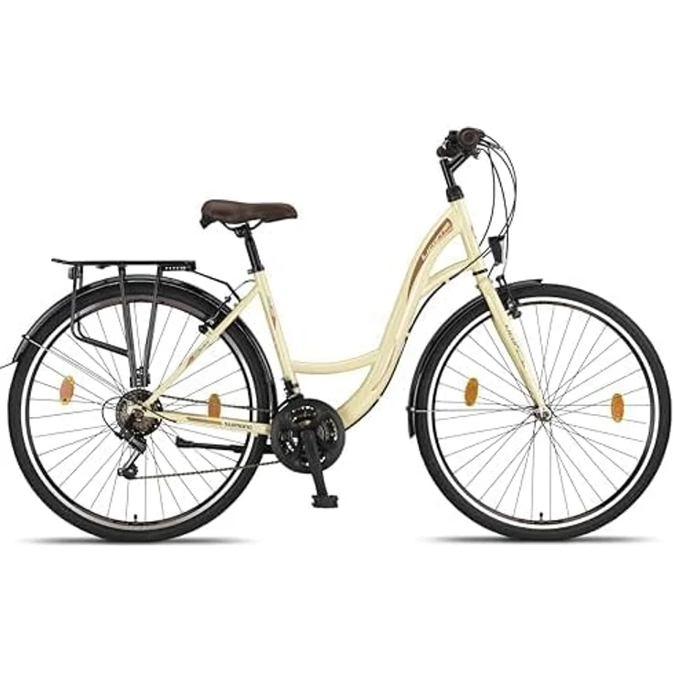 Licorne Bike Stella Premium City Bike 28 Zoll - 21 Gang-Schaltung, Beige – Bild 4