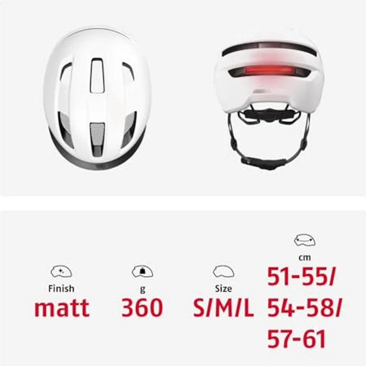 ABUS PURL-Y ACE Fahrradhelm, NTA-Schutzhelm mit LED-Licht für E-Bike und S-Pedelec, Weiß, Größe L – Bild 5